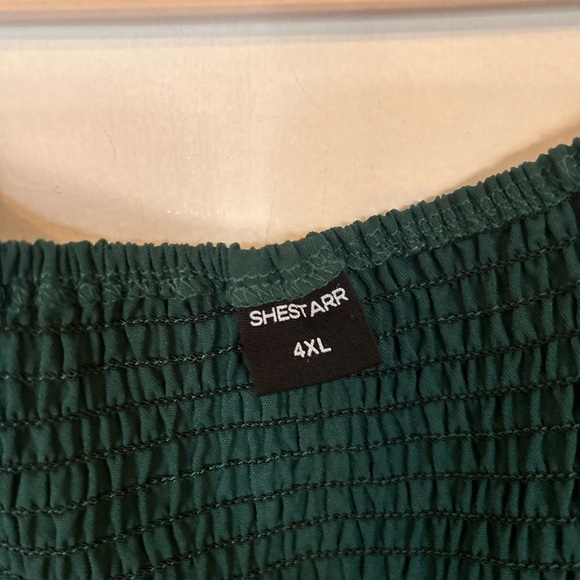 Shesrarr 4XL Smocked Boho Green Long Sleeve Dress - Picture 3 of 11